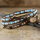 Opal Stone Leather Wrap Bracelet Teen Girls Boho Chic Jewelry