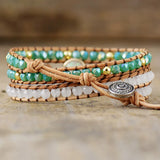 Opal Stone Leather Wrap Bracelet Teen Girls Boho Chic Jewelry