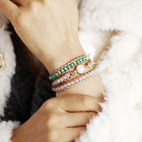 Opal Stone Leather Wrap Bracelet Teen Girls Boho Chic Jewelry