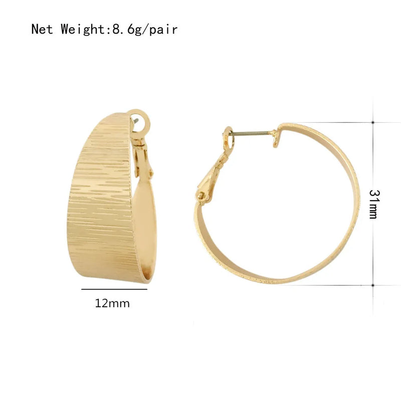 Bohemia Plating Wide Plate Hoop Earrings For Women