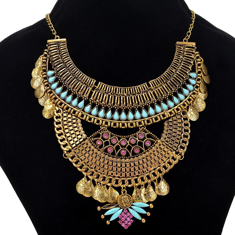 Bohemian Heavy Geometry Choker Necklace Vintage Collar Statement Maxi Necklace