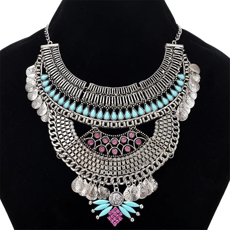 Bohemian Heavy Geometry Choker Necklace Vintage Collar Statement Maxi Necklace