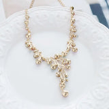 Boho Ethnic Crystal Flower Choker Necklace Women Vintage Statement Jewelry