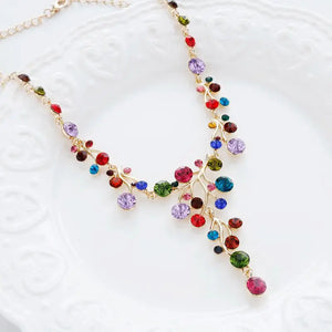 Boho Ethnic Crystal Flower Choker Necklace Women Vintage Statement Jewelry