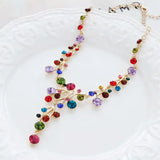 Boho Ethnic Crystal Flower Choker Necklace Women Vintage Statement Jewelry