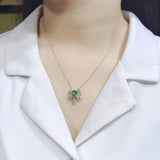 Green Crystal Emerald Pendant Necklace 18k Gold Filled