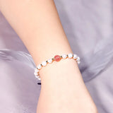 925 Silver Bracelet with Freshwater Pearl Crystal Gemstone Women Wedding