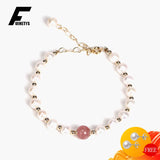 925 Silver Bracelet with Freshwater Pearl Crystal Gemstone Women Wedding