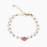 925 Silver Bracelet with Freshwater Pearl Crystal Gemstone Women Wedding