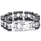 316L Stainless Steel Bicycle Link Chain Bracelet Silver&Black