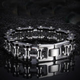 316L Stainless Steel Bicycle Link Chain Bracelet Silver&Black