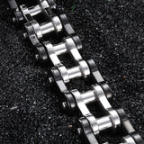316L Stainless Steel Bicycle Link Chain Bracelet Silver&Black