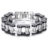 316L Stainless Steel Bicycle Link Chain Bracelet Silver&Black