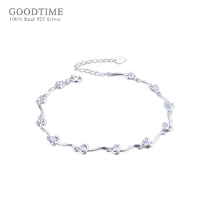 S925 Sterling Silver Love Heart Zircon Bracelet for Women
