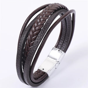Multilayer Braided Rope Bracelet Stainless Steel for Men