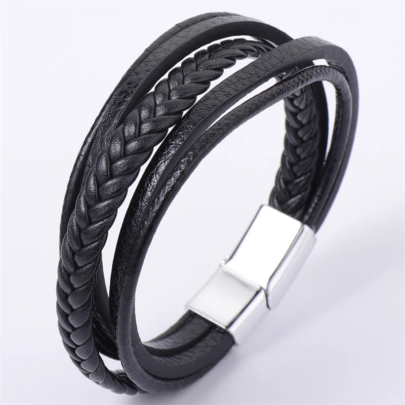 Multilayer Braided Rope Bracelet Stainless Steel for Men