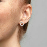 Christmas Circle Stud Earrings, Beaded Women's Jewelry