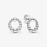 Christmas Circle Stud Earrings, Beaded Women's Jewelry