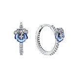 Pansy Flower Hoop Earrings Sparkling Jewelry Gift