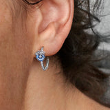 Pansy Flower Hoop Earrings Sparkling Jewelry Gift