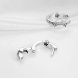 Crescent Moon & Stars Beaded Hoop Earrings Women's Jewelry Gift