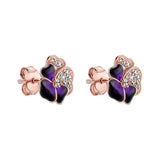 Deep Purple Pansy Flower Stud Earrings Women's Gift Jewelry