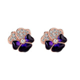 Deep Purple Pansy Flower Stud Earrings Women's Gift Jewelry