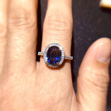 CZ Silver Ring Green Purple Stone Women Jewelry Wedding Gift