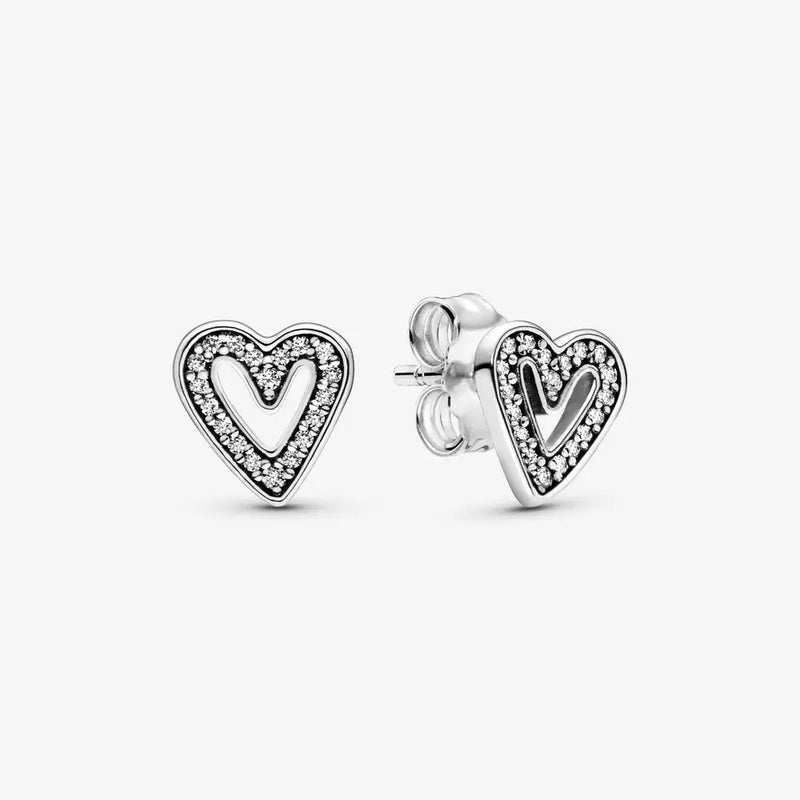 Heart Stud Earrings Women Christmas Jewelry Gift Sparkling Ears Accessories
