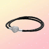 Heart Bead Leather Bracelets Womens Christmas Gift