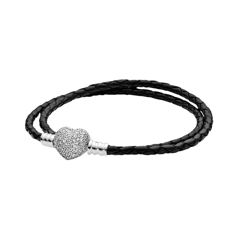 Heart Bead Leather Bracelets Womens Christmas Gift