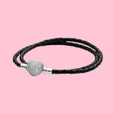 Heart Bead Leather Bracelets Womens Christmas Gift