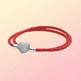 Heart Bead Red Leather Bracelets Womens DIY Accessories Christmas Jewelry