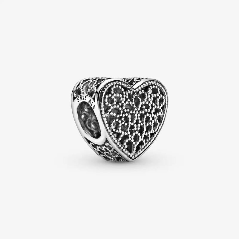 Openwork Heart Charm For Women's Bracelet DIY Accessories