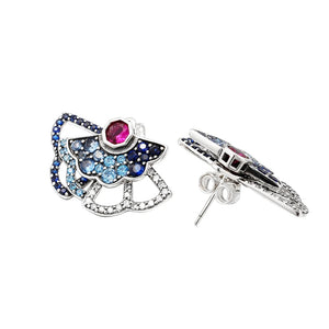 Pav? Fan Stud Earrings Sparkling Ears Accessories