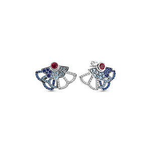 Pav? Fan Stud Earrings Sparkling Ears Accessories