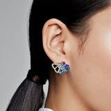 Pav? Fan Stud Earrings Sparkling Ears Accessories