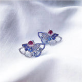 Pav? Fan Stud Earrings Sparkling Ears Accessories