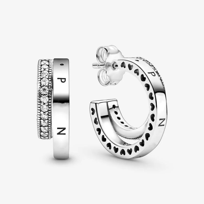 Pav? Double Hoop Earrings Women's Birthday Gift