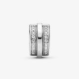 Pav Lines & Logo Clip Charm For Women's Bracelet