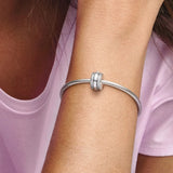 Pav Lines & Logo Clip Charm For Women's Bracelet