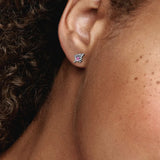 Pink CZ Castle Stud Earrings Christmas Jewelry Gift
