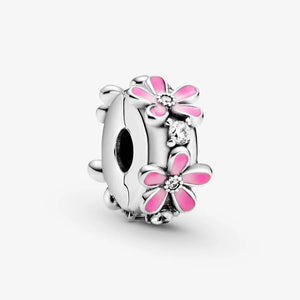 Pink Daisy Flower Clip Charm For Women's Bracelet DIY Accessories