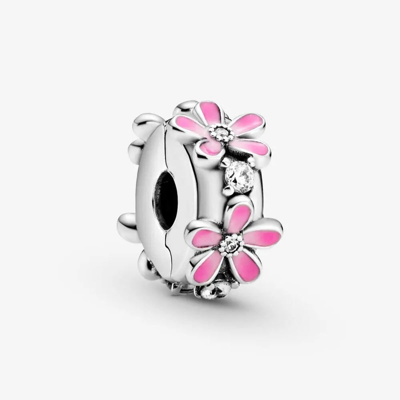 Pink Daisy Flower Clip Charm For Women's Bracelet DIY Accessories