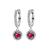 Red Sparkling Hoop Earrings Christmas Jewelry Gift