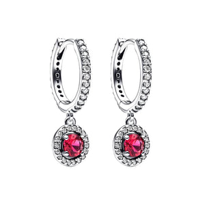 Red Sparkling Hoop Earrings Christmas Jewelry Gift