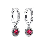 Red Sparkling Hoop Earrings Christmas Jewelry Gift