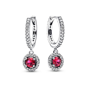 Red Sparkling Hoop Earrings Christmas Jewelry Gift
