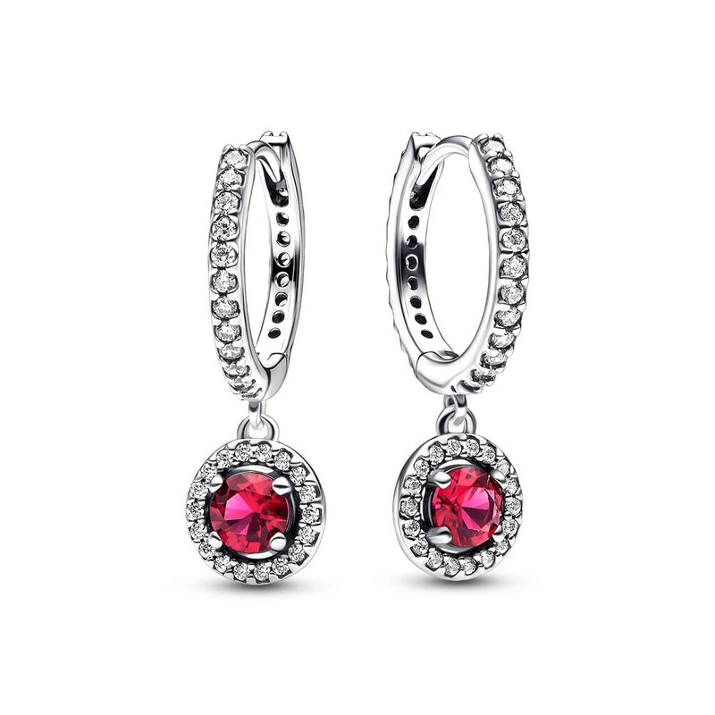 Red Sparkling Hoop Earrings Christmas Jewelry Gift