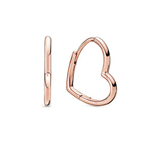 Rose Asymmetrical Heart Hoop Earrings Women's Birthday Jewelry Gift